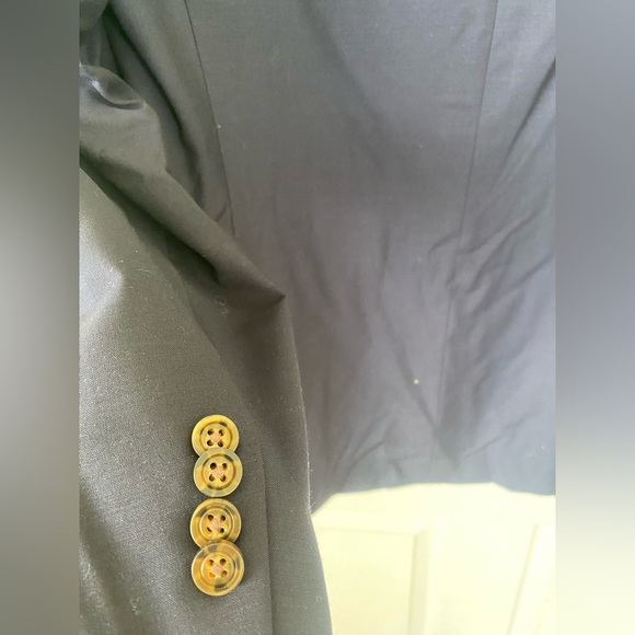 INDOCHINIO NWOT Navy Blazer w Vibrant Cloud Lining, Shoulder Pads & Gold Buttons - Picture 5 of 11